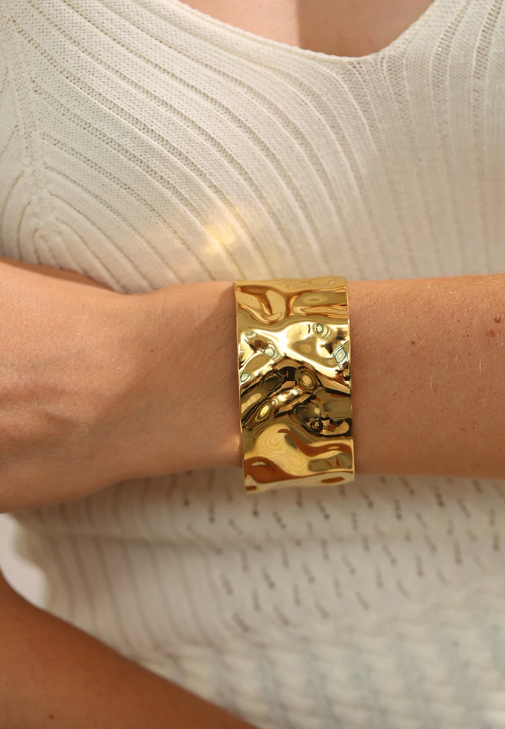 August - Hammered Wide Cuff Bracelet 2