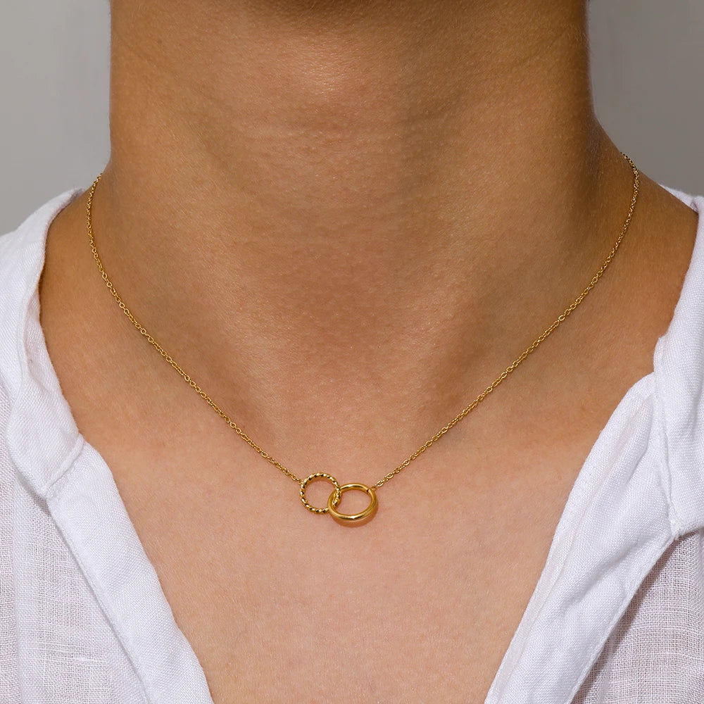 Together - Interlocking Double Circle Necklace