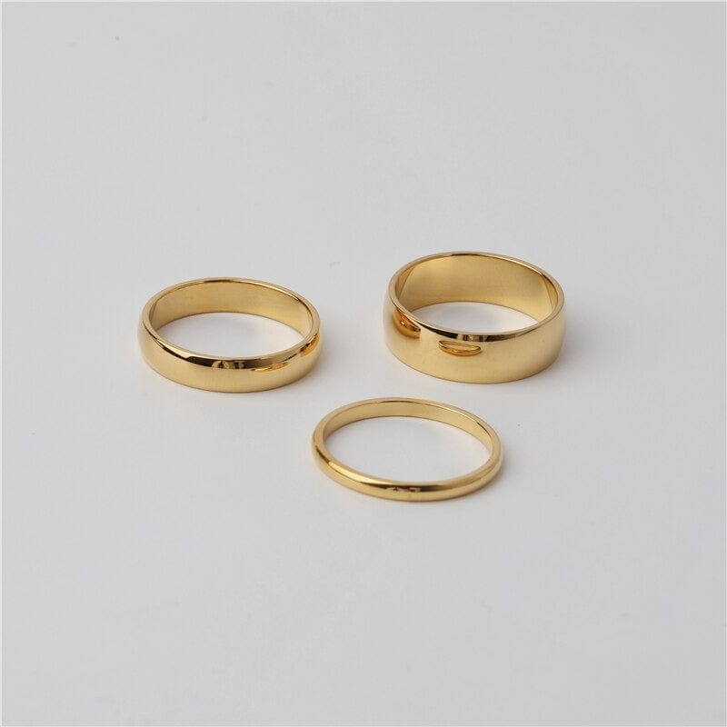 melomelo 3 Sizes Ring Set Gold & Silver