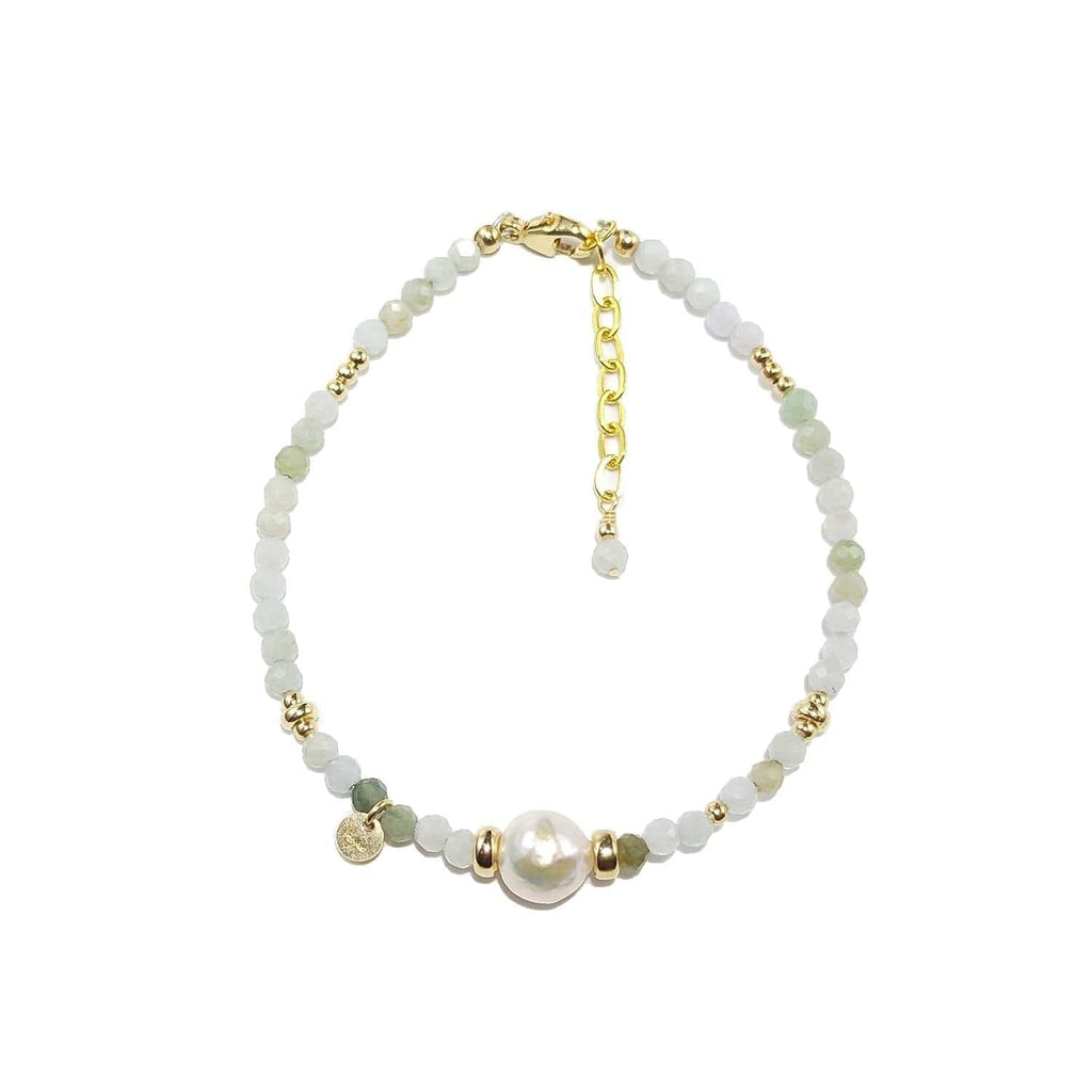 melomelo 3mm Green & White Jade Stacking Bracelets