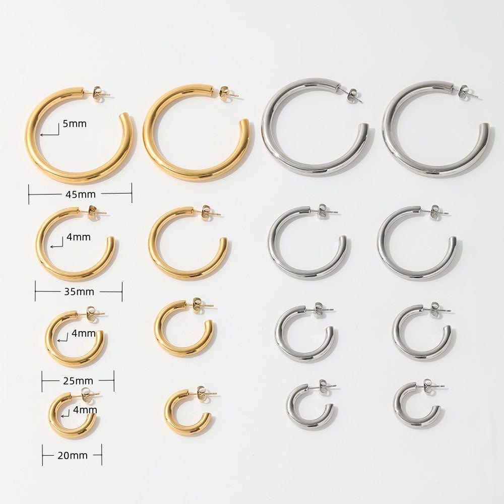 melomelo 45mm / Gold Tadeos - Polished Large Hoop Earrings 4 Sizes