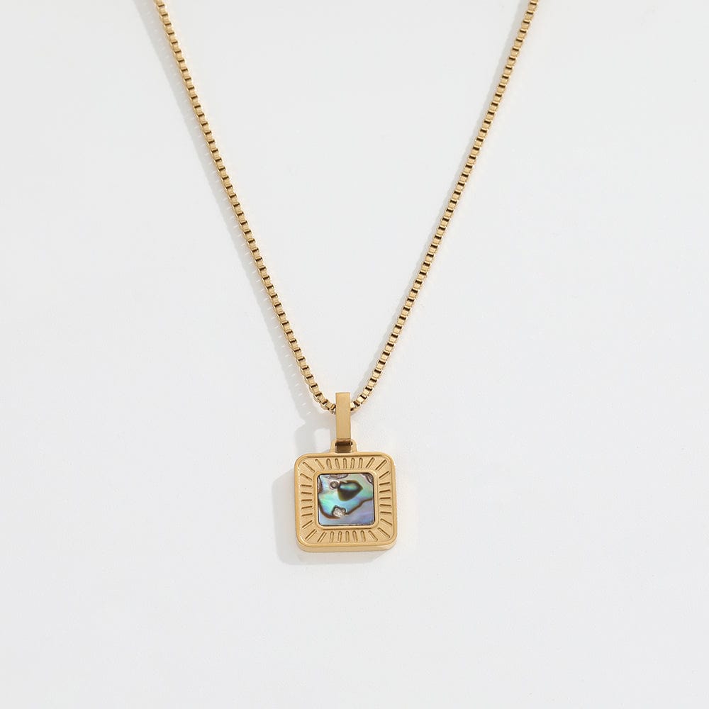 melomelo Abalone Shell Earl - Square Abalone & White Shell Ray Pendant Necklace