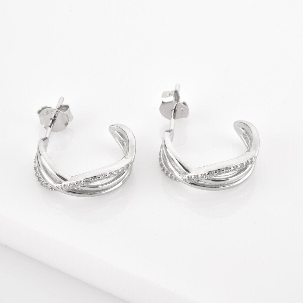 melomelo Adalene - Twisted Pavé Crystal Huggie Earrings