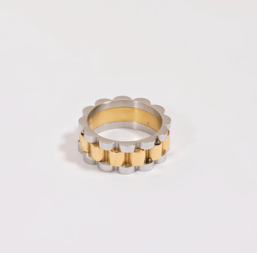 melomelo Aiden - Gold-Silver Panther Watch Chain Ring