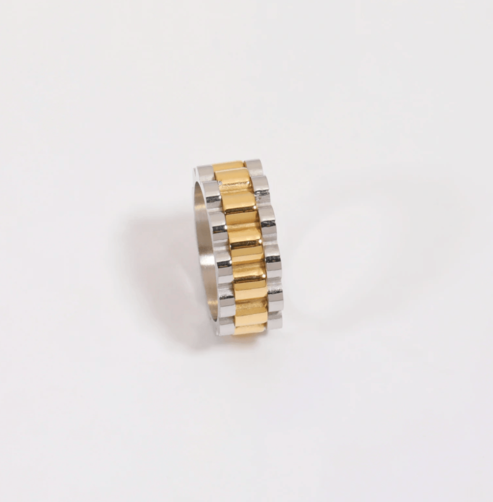 melomelo Aiden - Gold-Silver Panther Watch Chain Ring