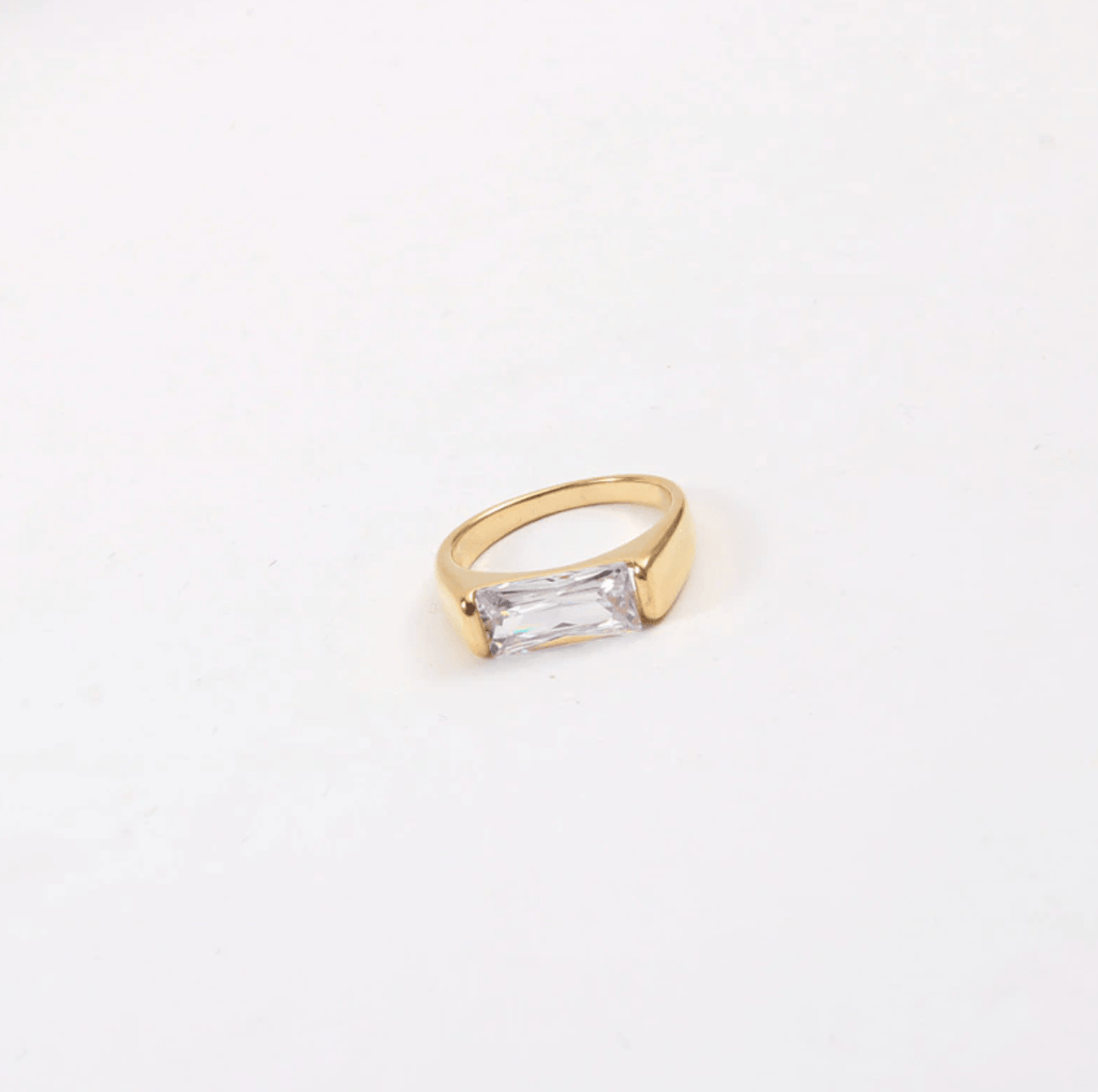 melomelo Aloysha - Baguette Crystal Square Signet Ring