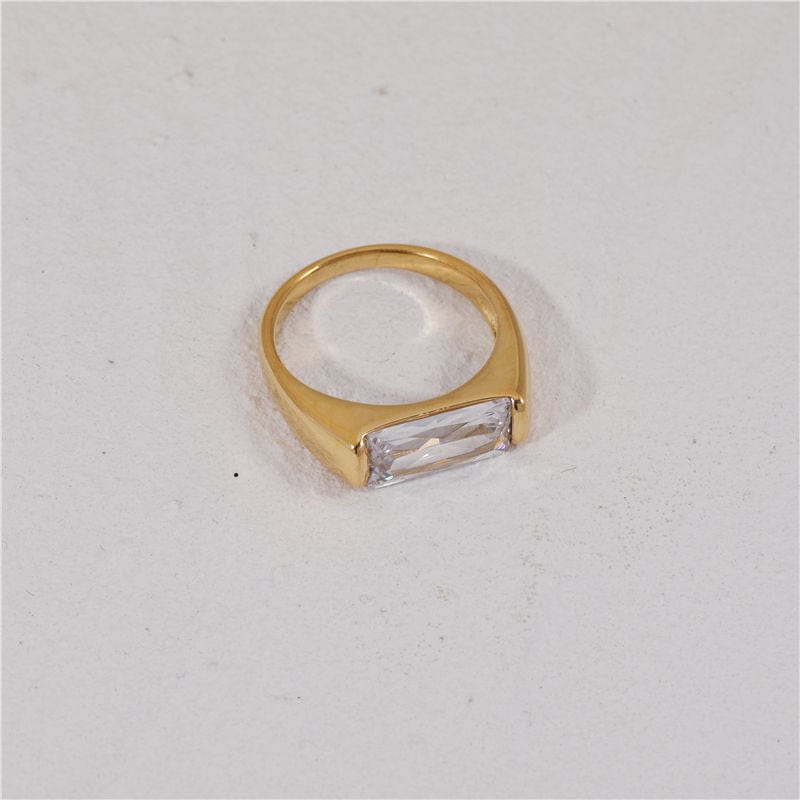 melomelo Aloysha - Baguette Crystal Square Signet Ring