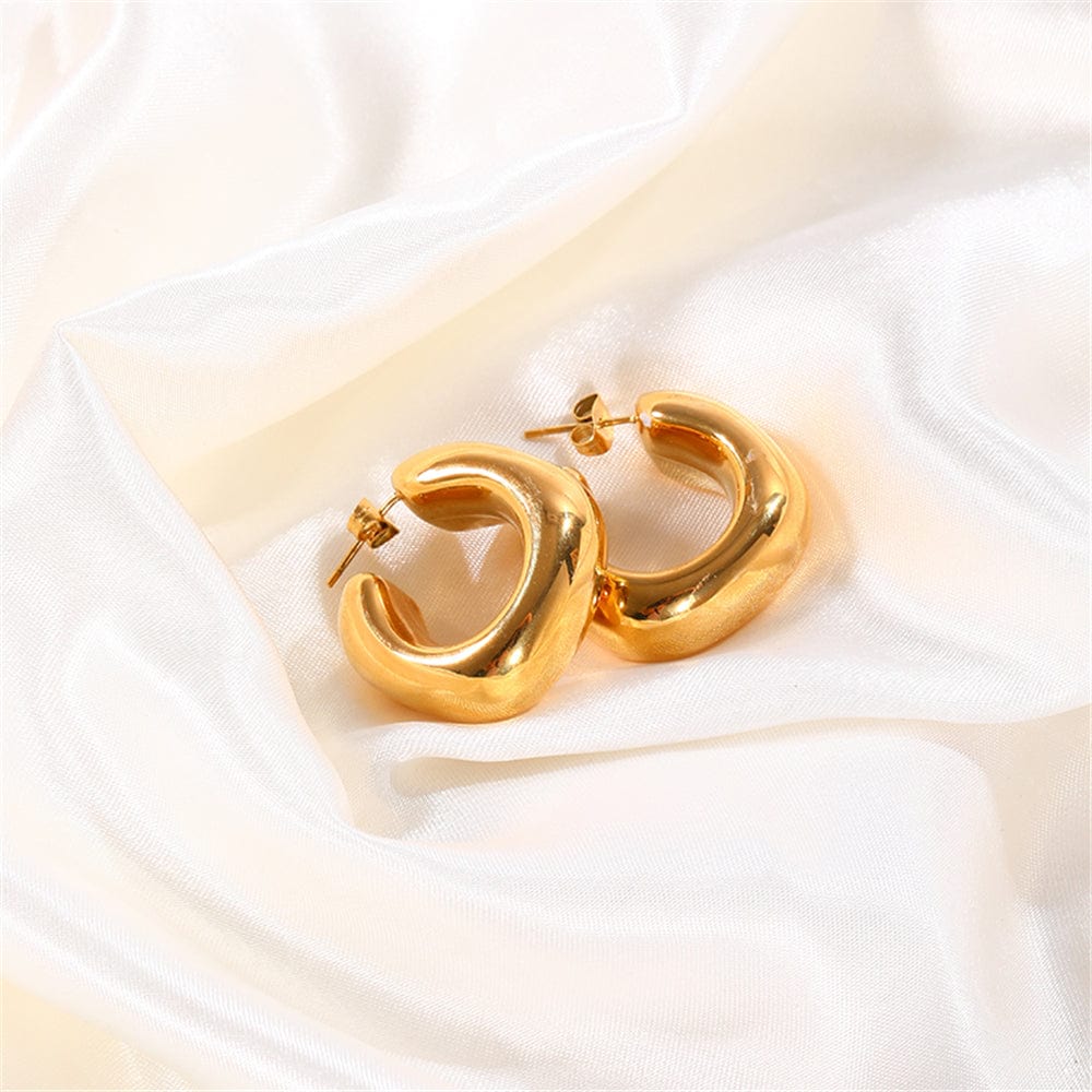melomelo Alva  - Chunky Polished Gold Earrings