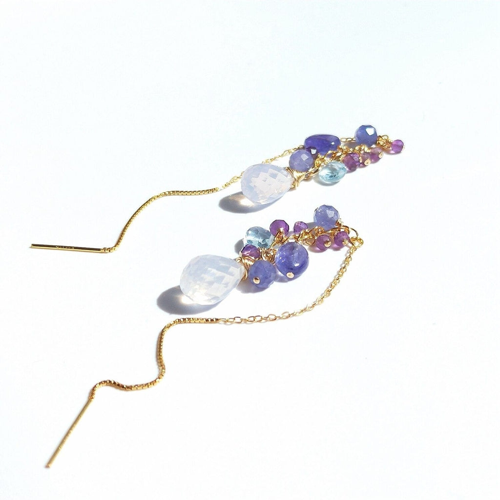 melomelo Amethyst, Topaz & Tanzanite Long Threader Earrings