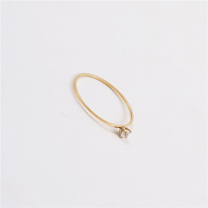 melomelo Ana - Dainty Solitaire Gold Band