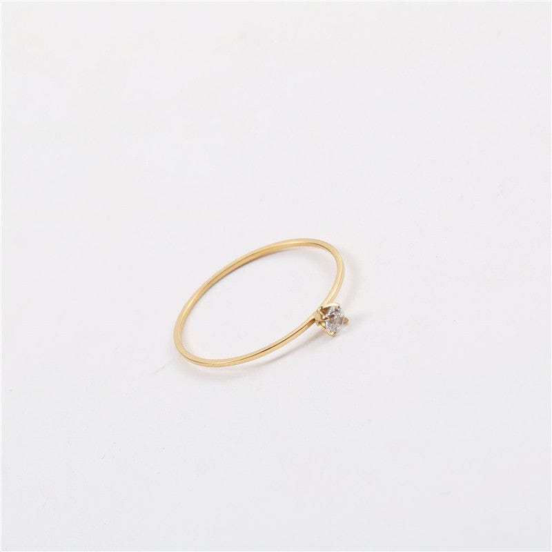 melomelo Ana - Dainty Solitaire Gold Band