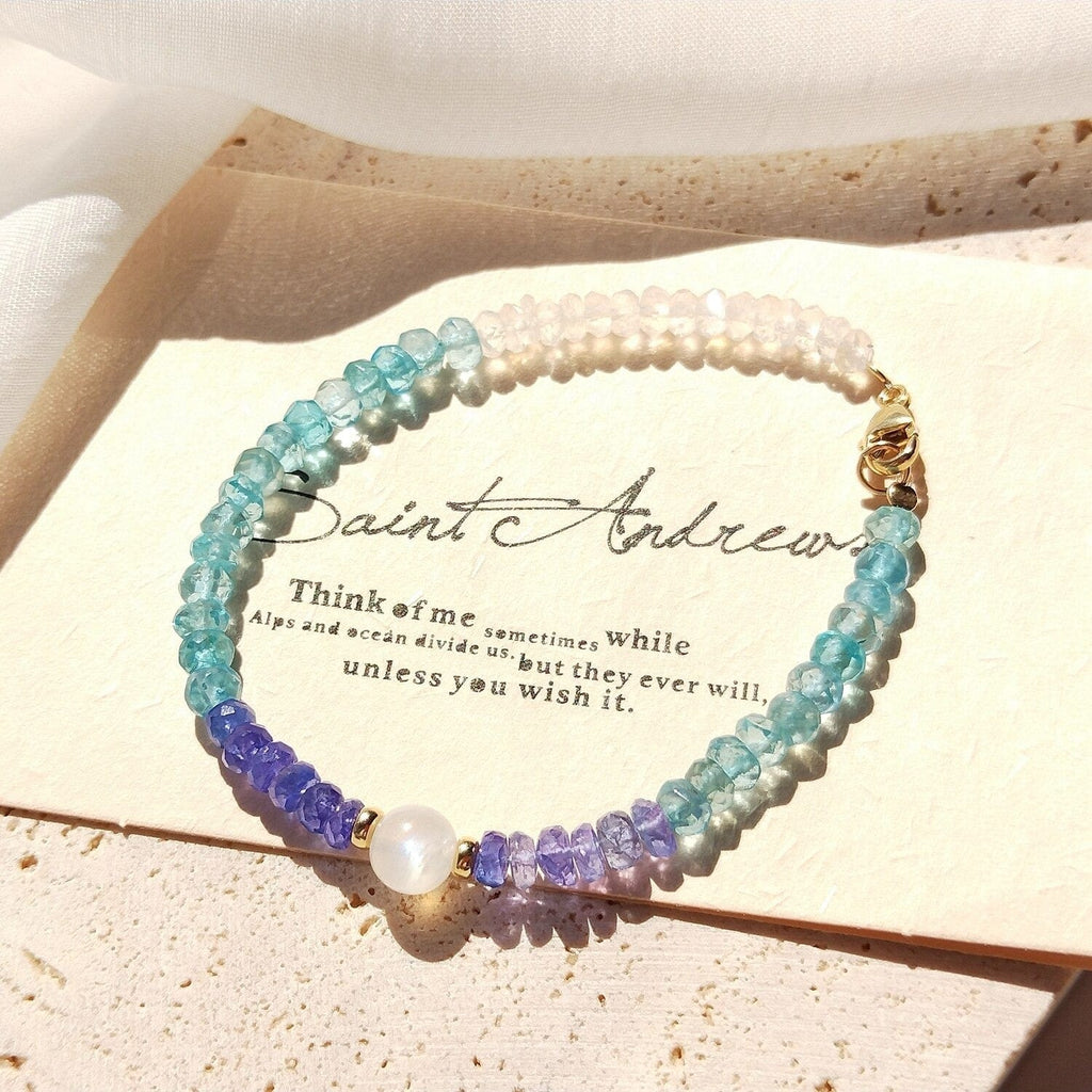 melomelo Apatite, Tanzanite & Moonstone Charm Bracelet