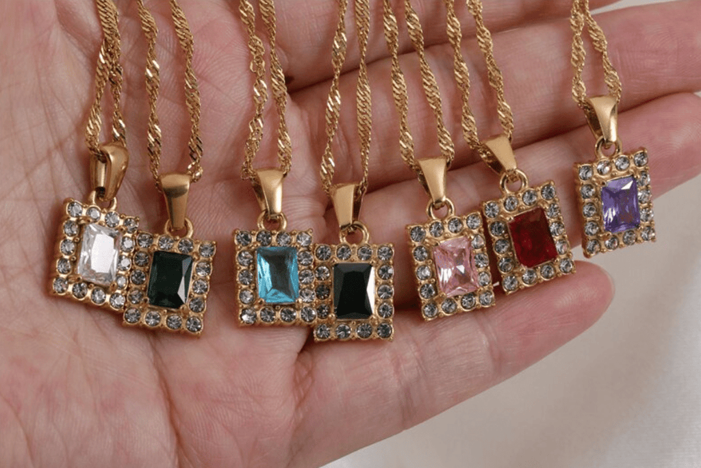 melomelo Asia - Crystal Drop Pendant Necklaces in different Colours