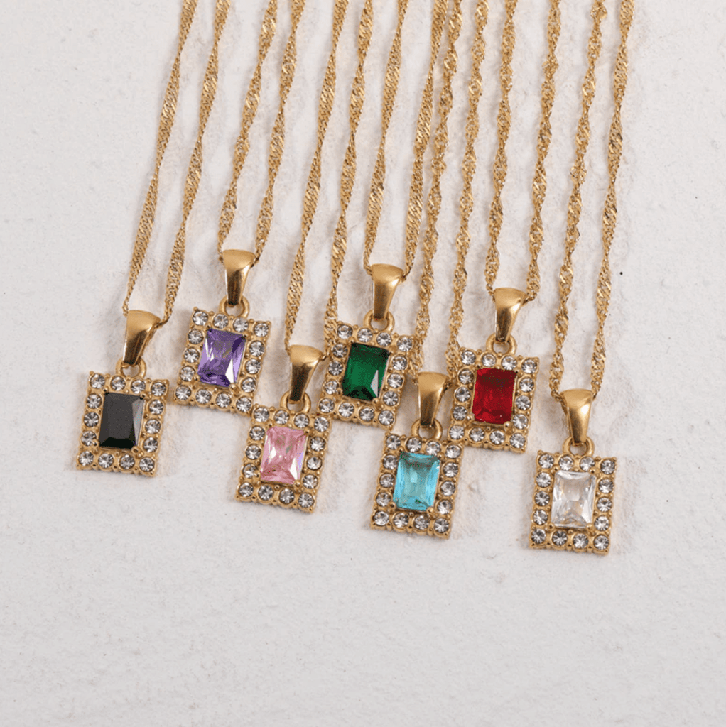 melomelo Asia - Crystal Drop Pendant Necklaces in different Colours