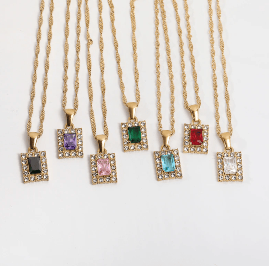 melomelo Asia - Crystal Drop Pendant Necklaces in different Colours