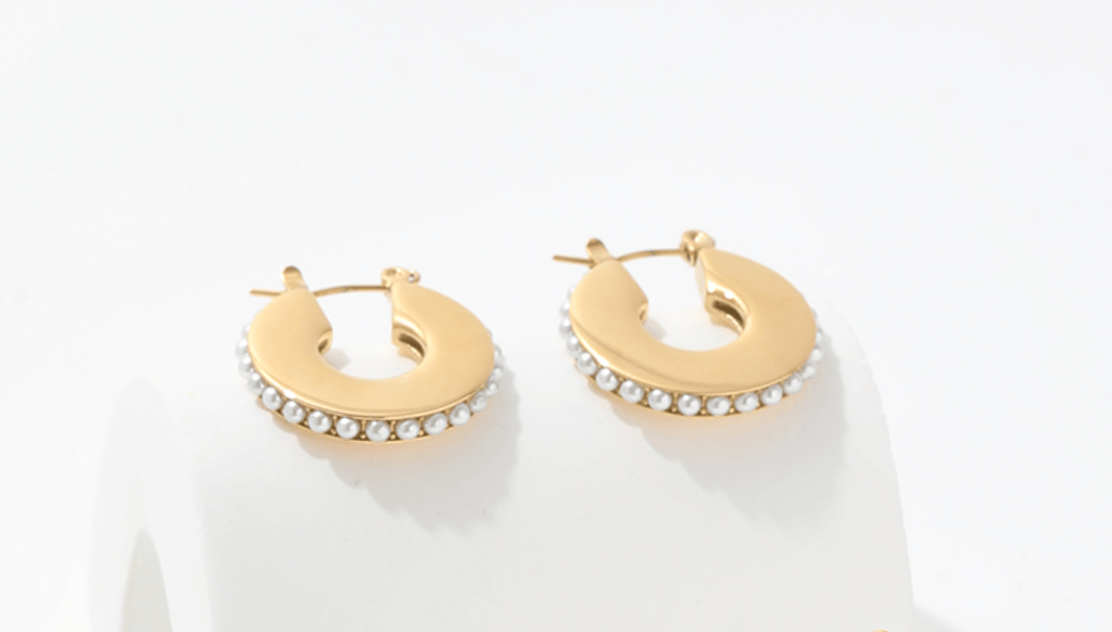 melomelo Audora - Pearl Pave Hoop Earrings