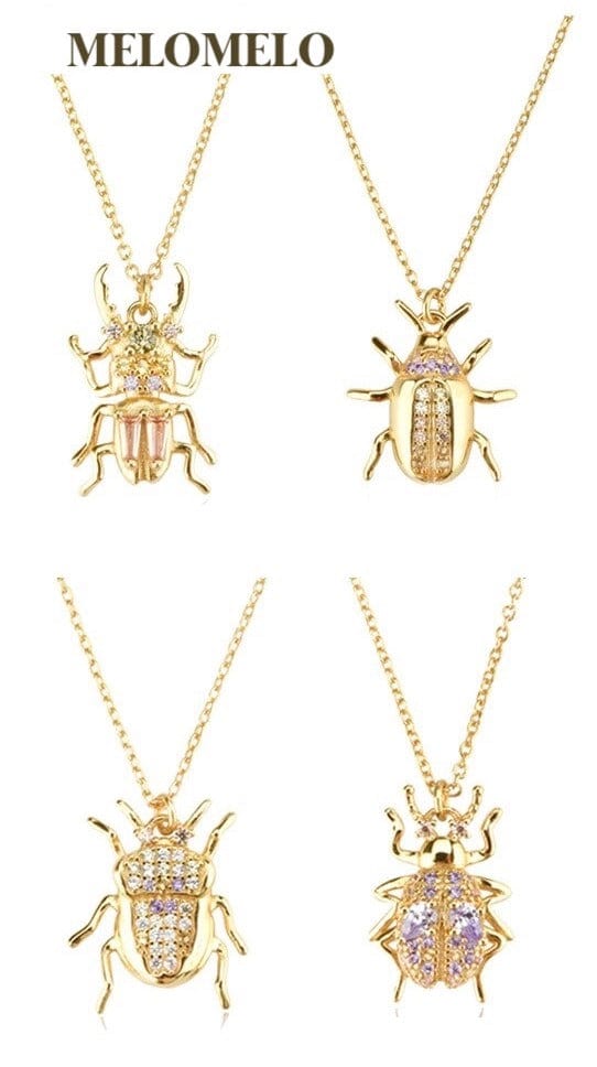 melomelo Bergamo - Beetle Multi Crystal Bug Me Pendant Necklaces