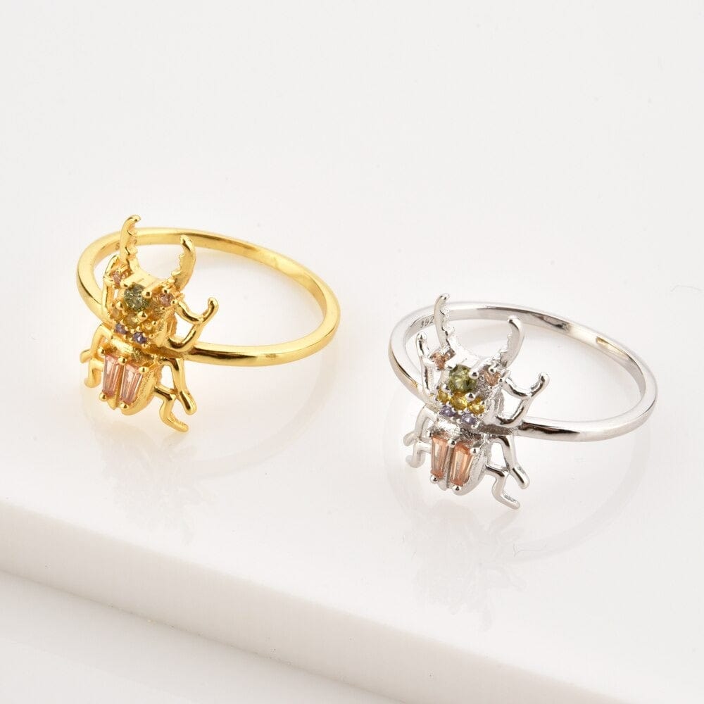 melomelo Bergamo - Beetles Multicolor Crystal Stacking Rings