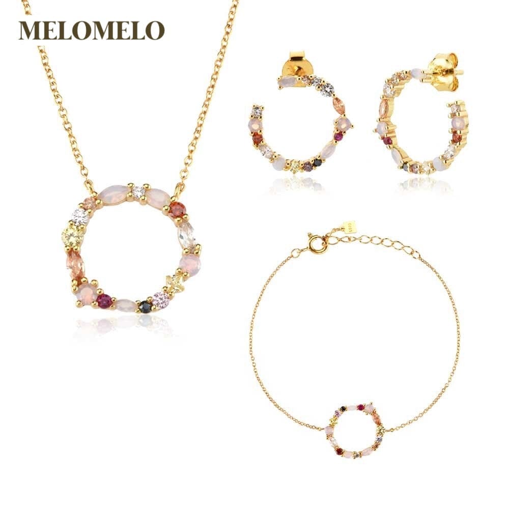 melomelo Bergen - Multi Gemstone Open Charm Bracelet