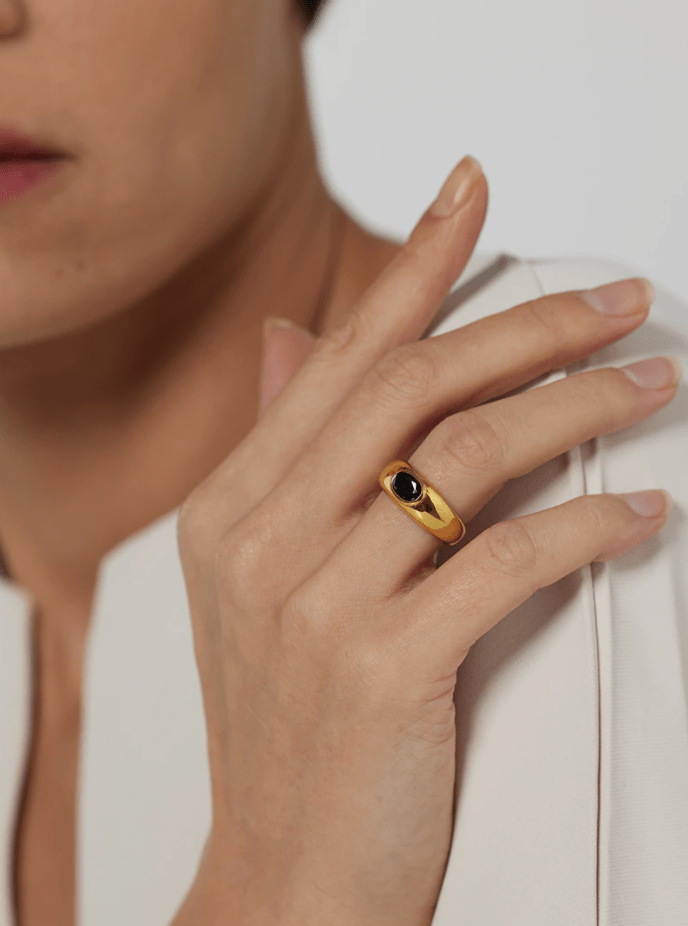 melomelo Black Crystal Stacking Ring