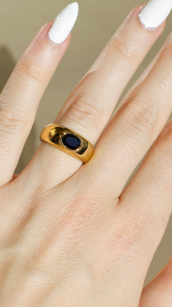 melomelo Black Crystal Stacking Ring