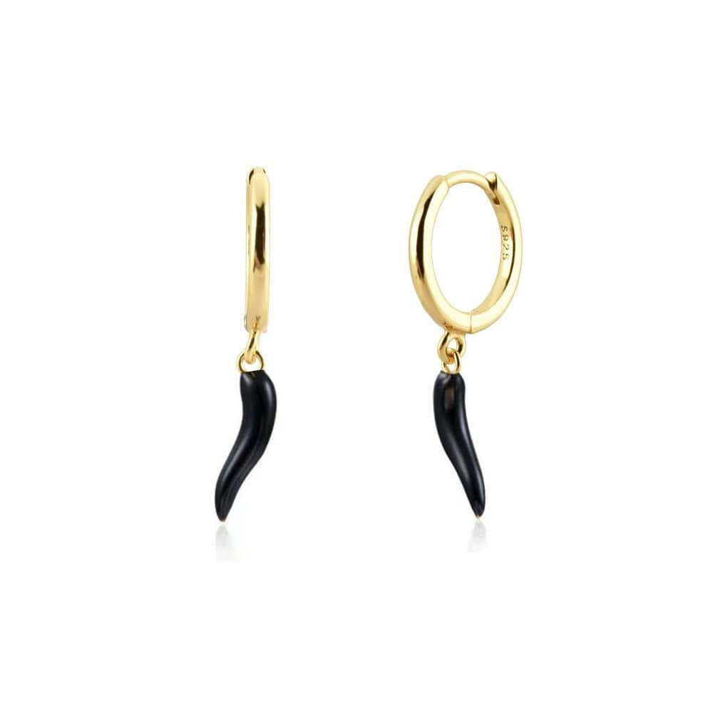 melomelo Black / Gold Bogy - Chilli Charm Crystal Pavé Huggy Earrings