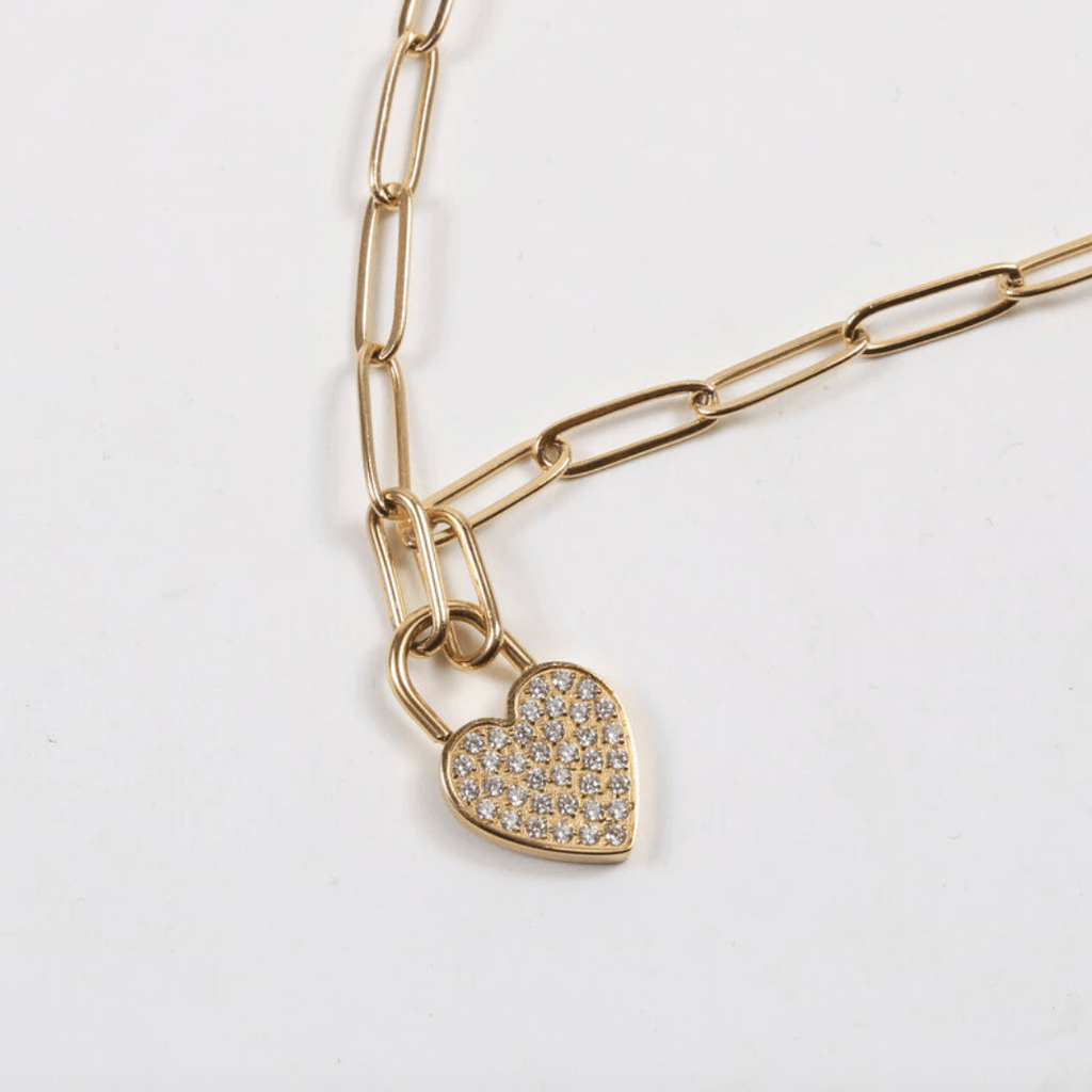 melomelo Blaise - Paperclip Crystal Heart Pendant Necklace