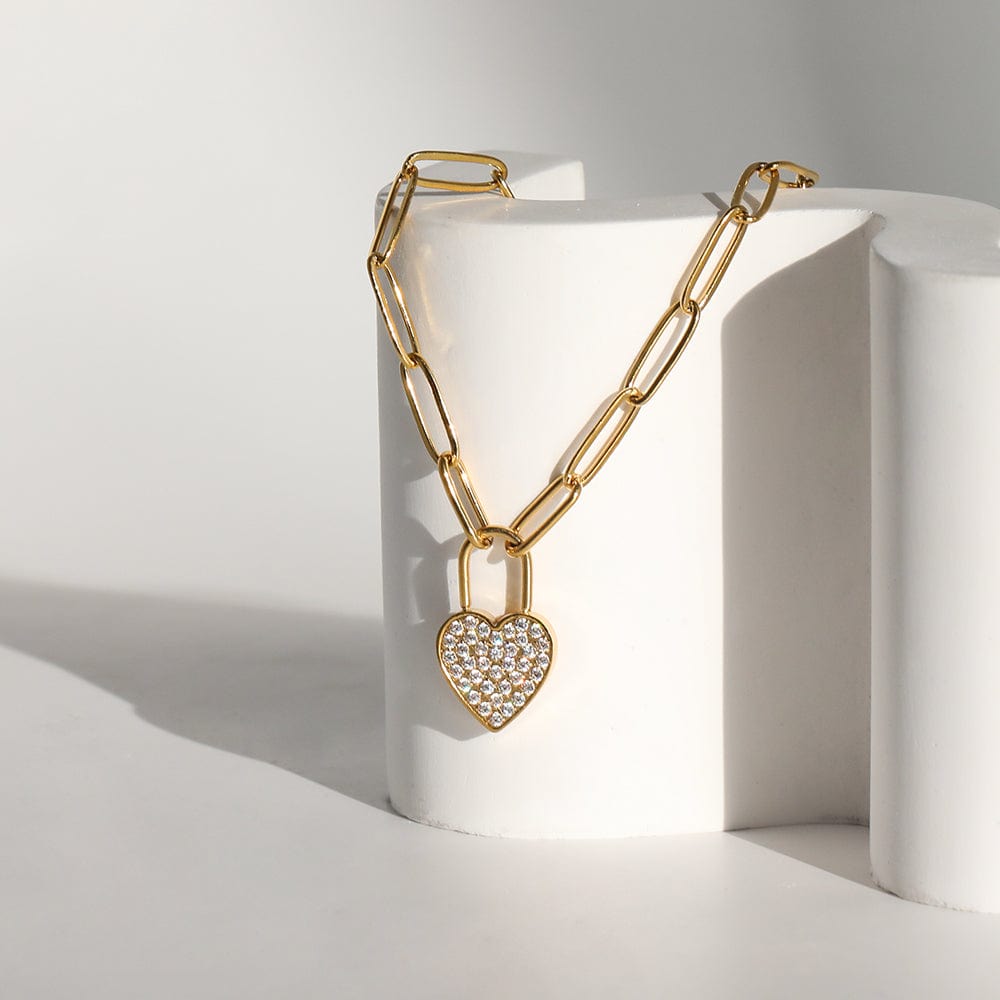 melomelo Blaise - Paperclip Crystal Heart Pendant Necklace