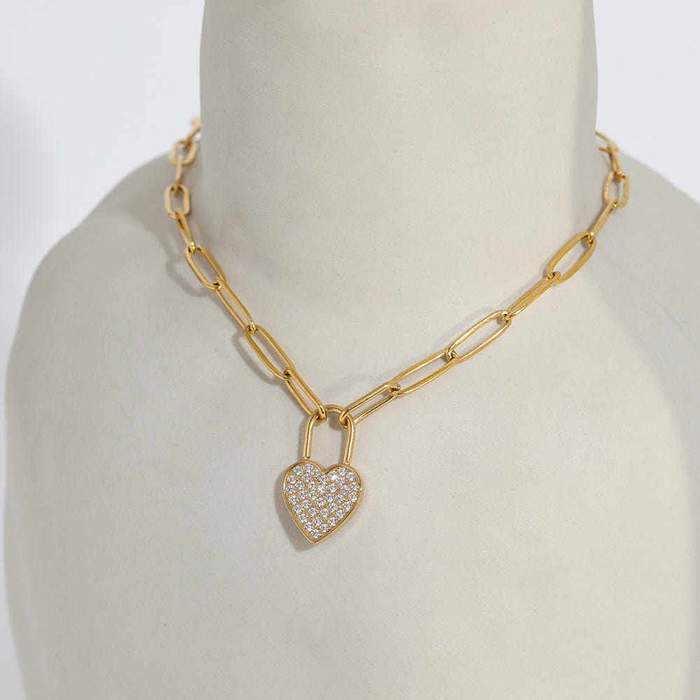 melomelo Blaise - Paperclip Crystal Heart Pendant Necklace