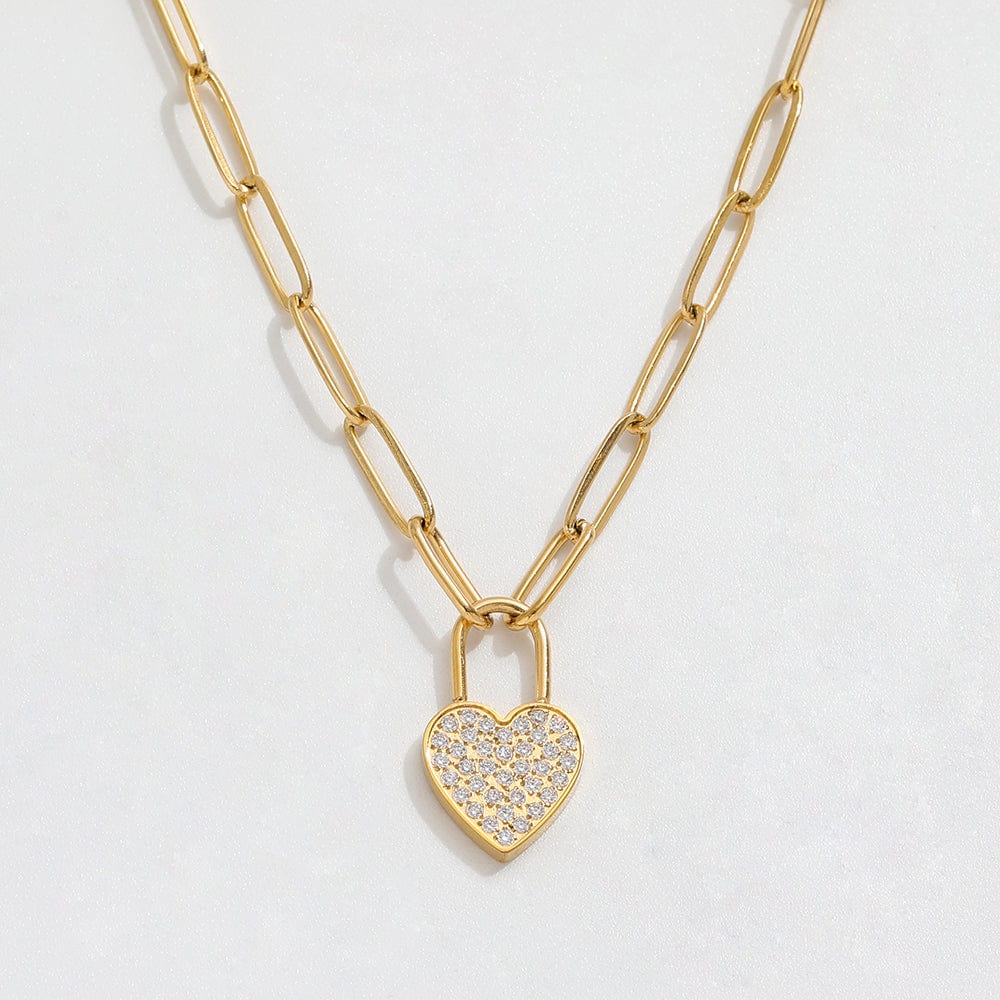 melomelo Blaise - Paperclip Crystal Heart Pendant Necklace