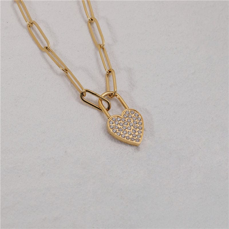 melomelo Blaise - Paperclip Crystal Heart Pendant Necklace