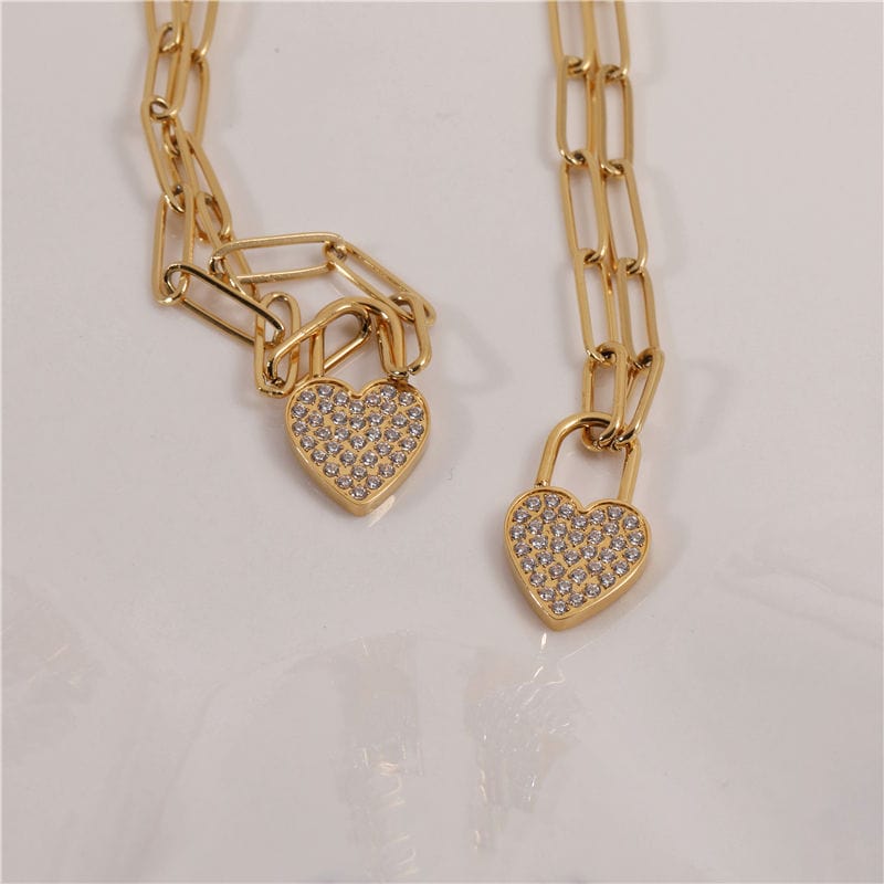 melomelo Blaise - Paperclip Crystal Heart Pendant Necklace