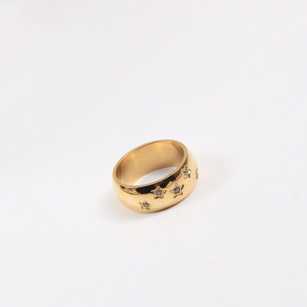 melomelo Boa -  Bold Night Star Gold Band Ring