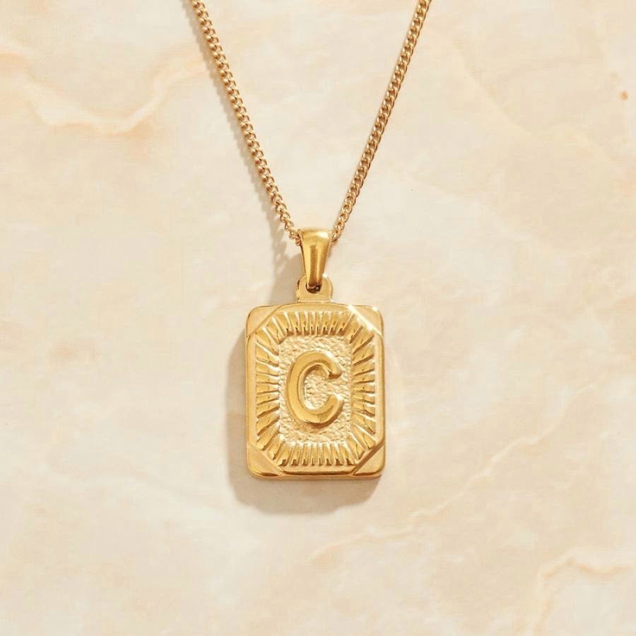 melomelo C Valentin - Initial Letter A-Z Pendant Necklaces