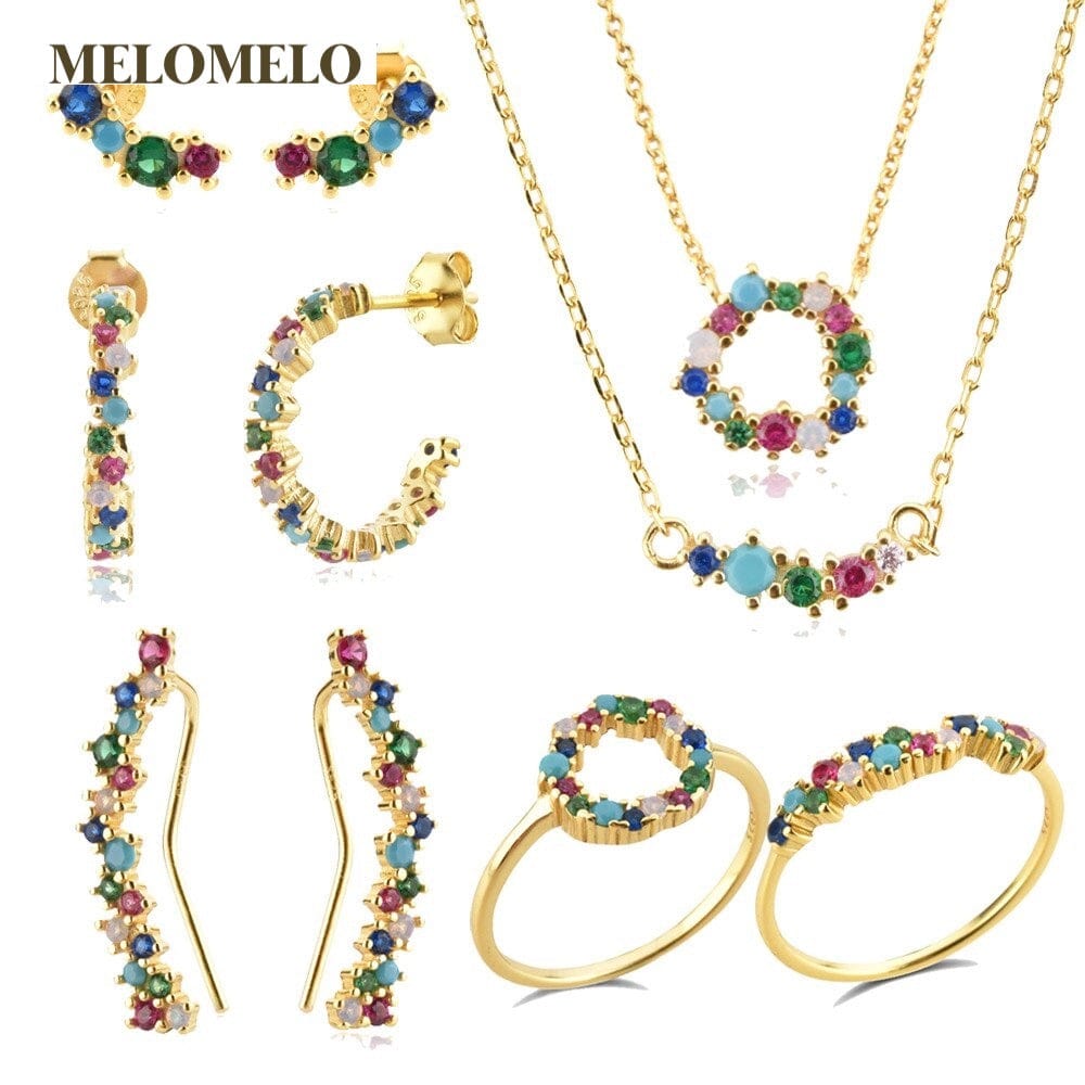 melomelo Carmel - Tutti Frutti Rainbow Crystal Climber Earring