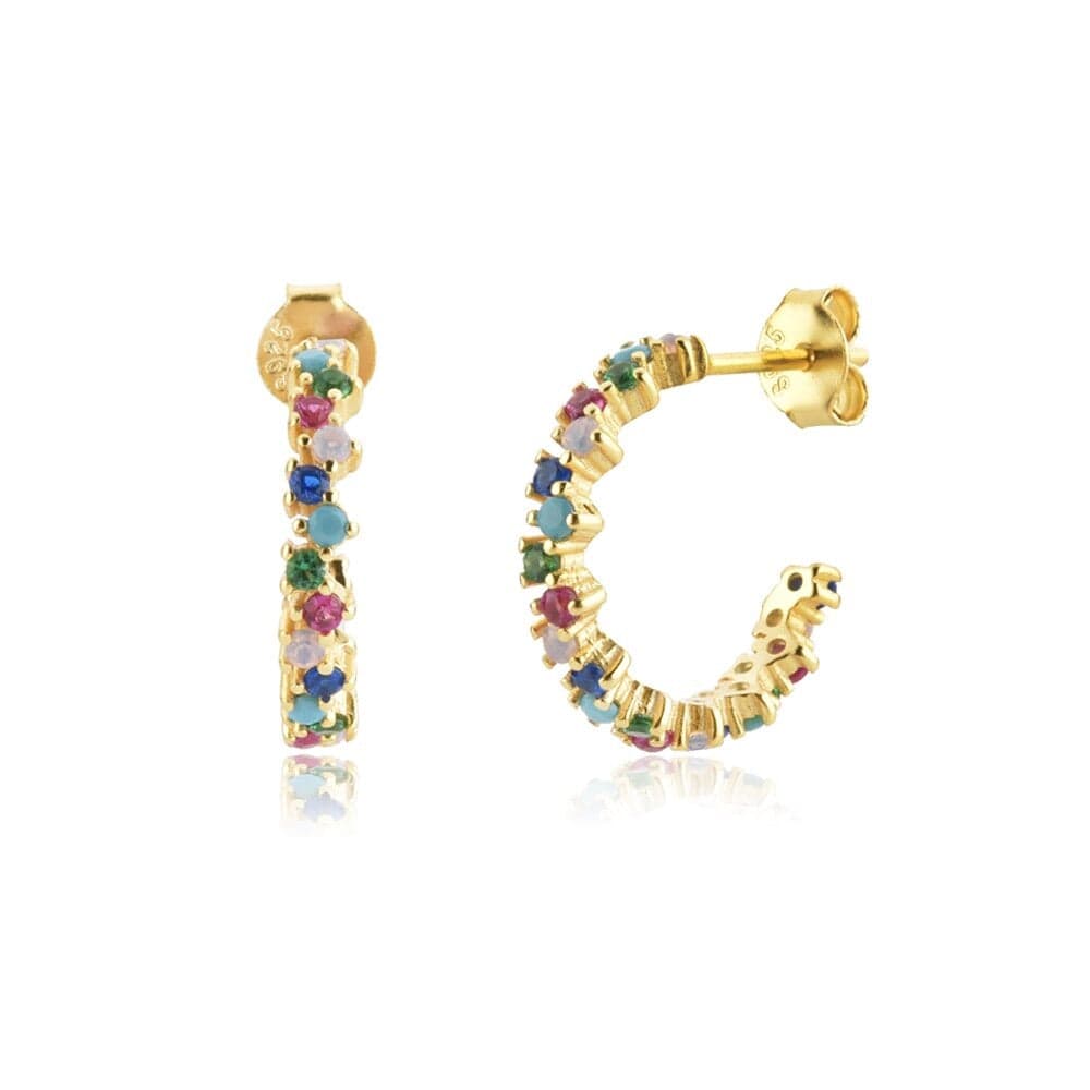 melomelo Carmel - Tutti Frutti Rainbow Crystal Huggy Earrings