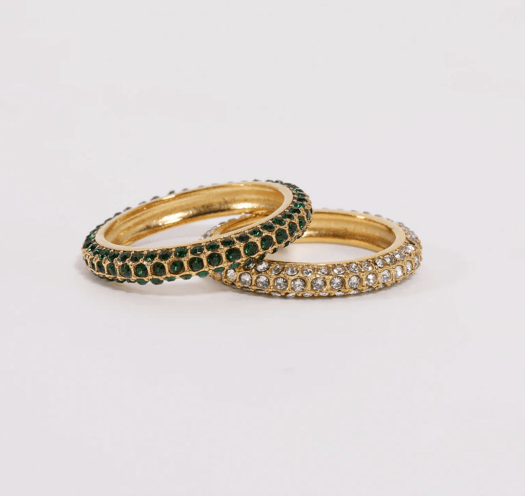 melomelo Catania - Crystal Pavé Gold Band Rings