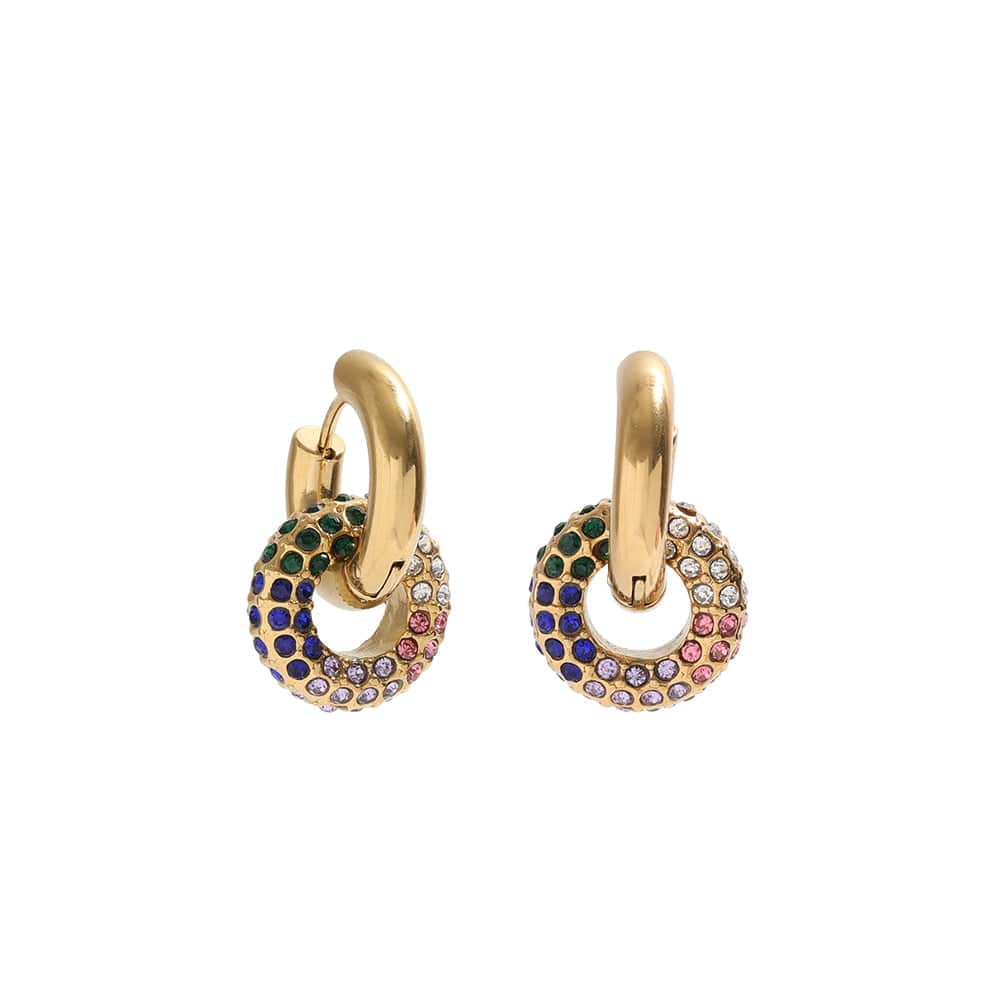 melomelo Center - Interlocking Rainbow Pave Hoop Earrings