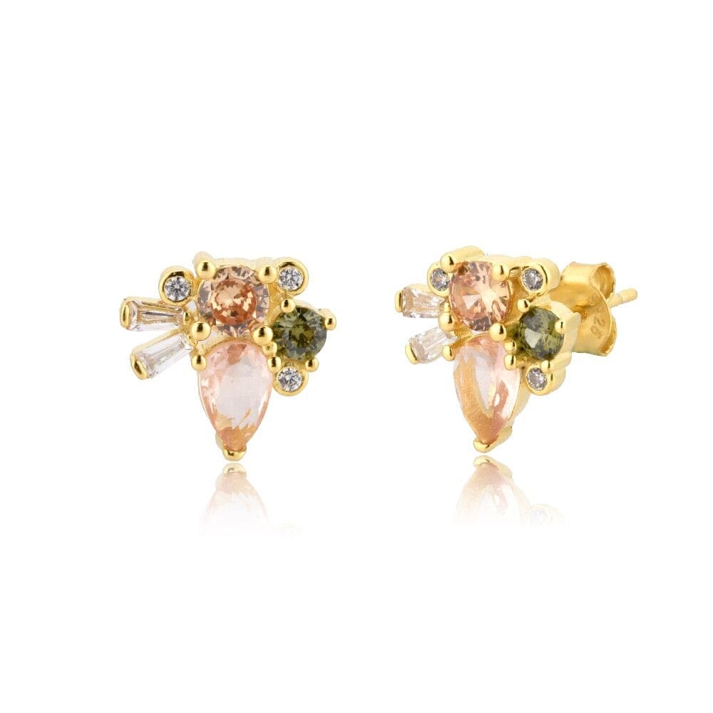 melomelo Champagne Cluster Crystal Earring Studs