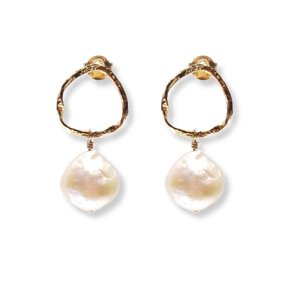 melomelo Circle Edison Baroque Pearl Earrings