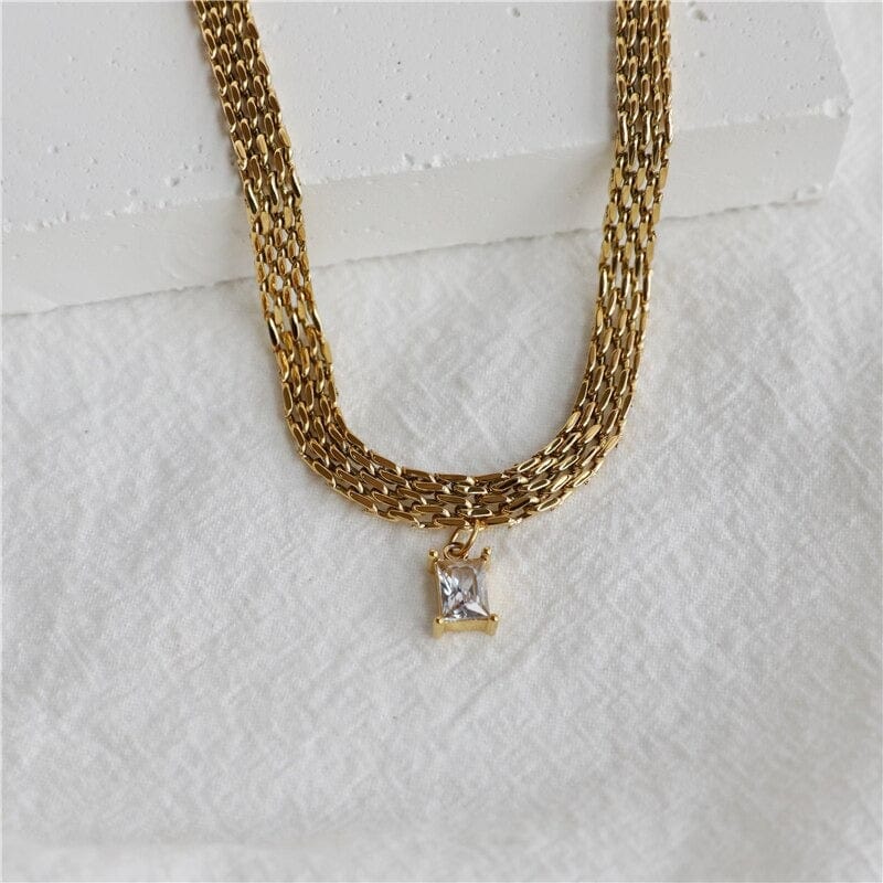 melomelo Clear Capri - Woven Chain Crystal Necklace