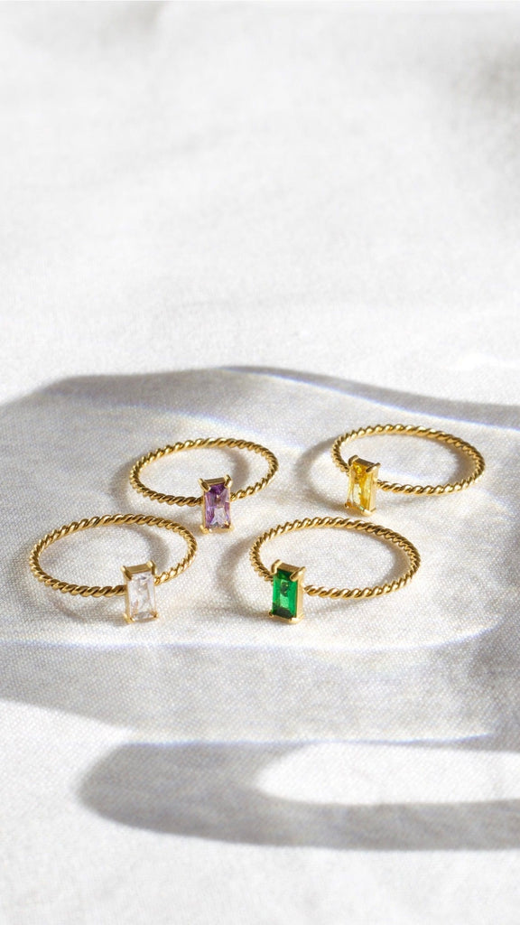 melomelo Corse - Dainty Zirconia Braided Stacking Rings