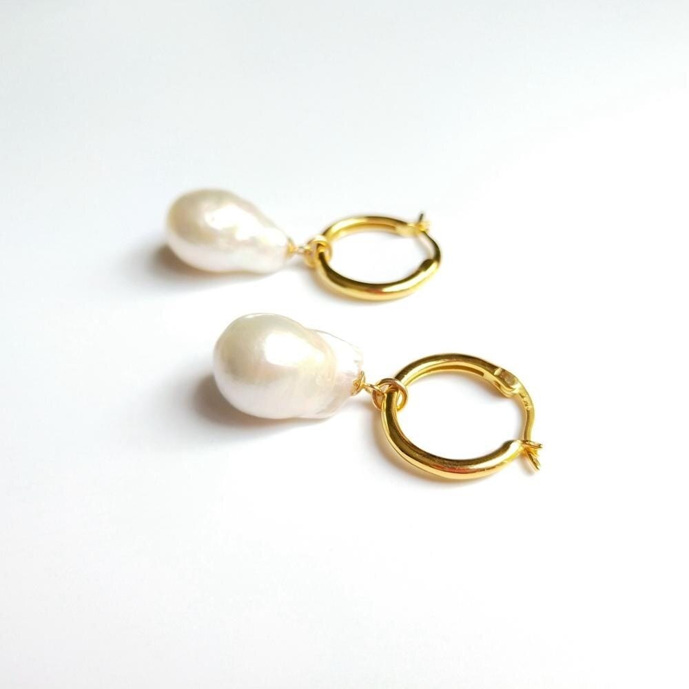 melomelo Detachable Pearl Gold Hoops