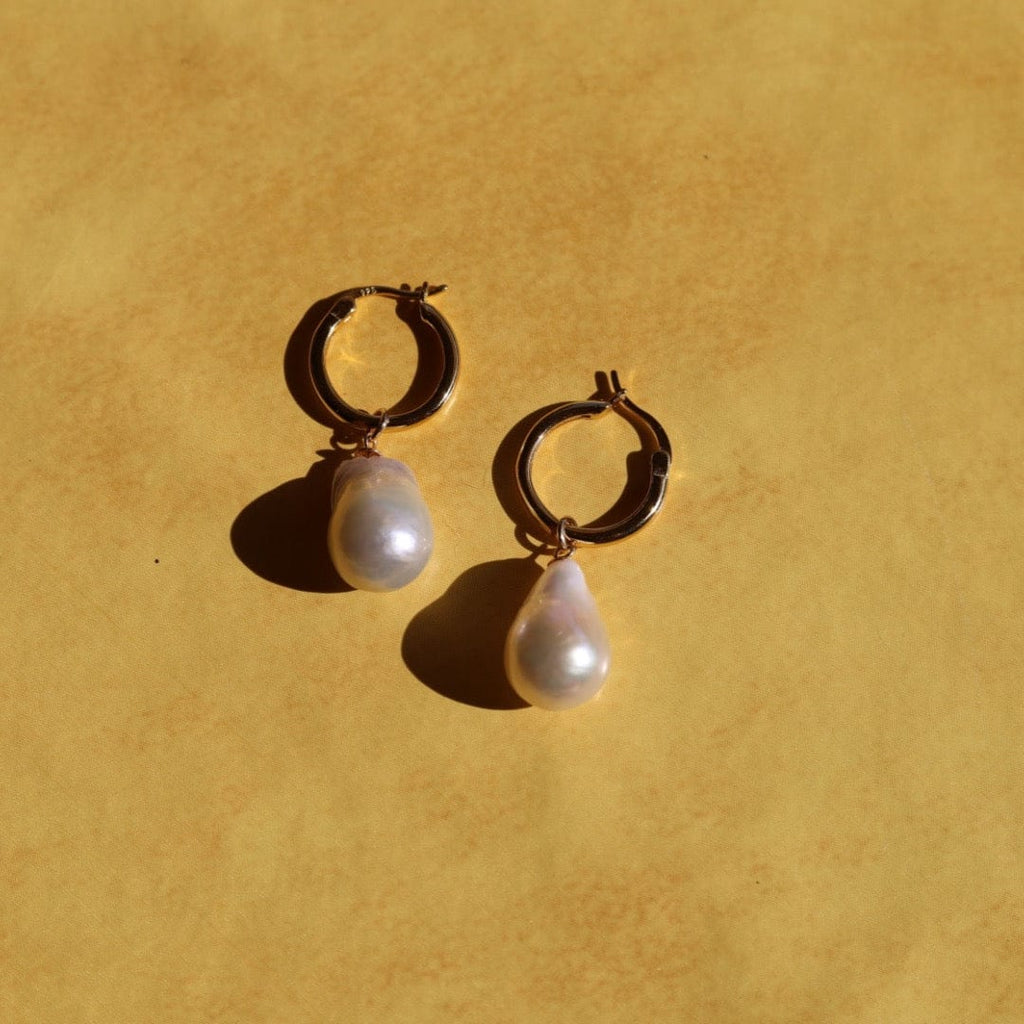 melomelo Detachable Pearl Gold Hoops