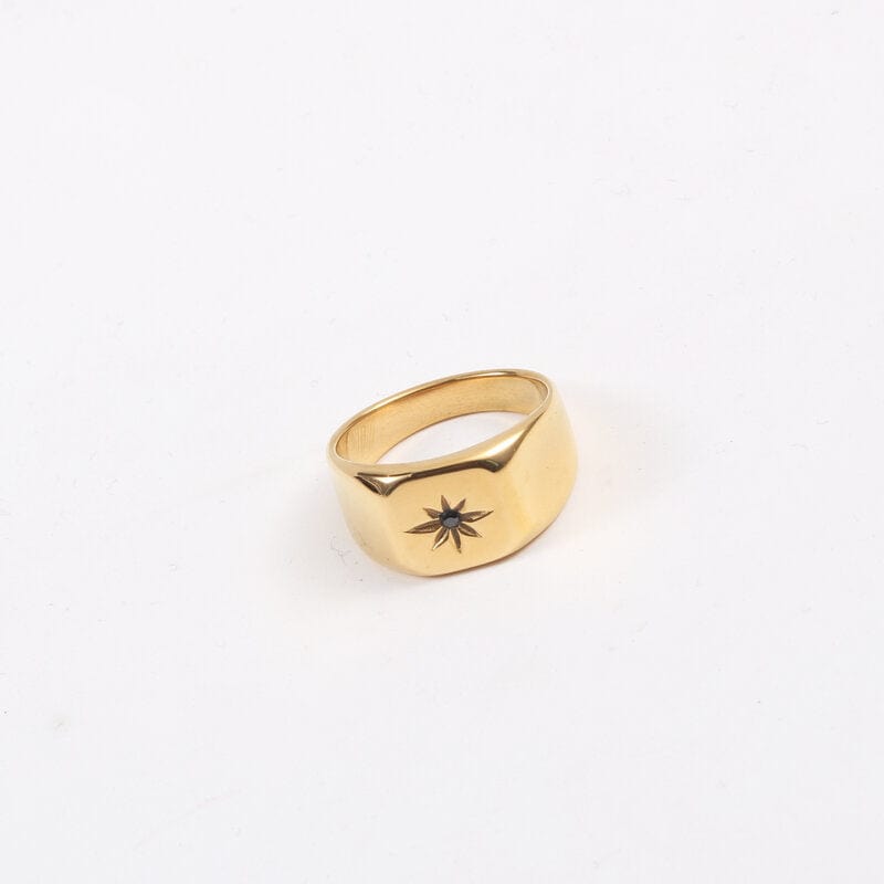 melomelo Doneen - Black Crystal Star Signet Ring