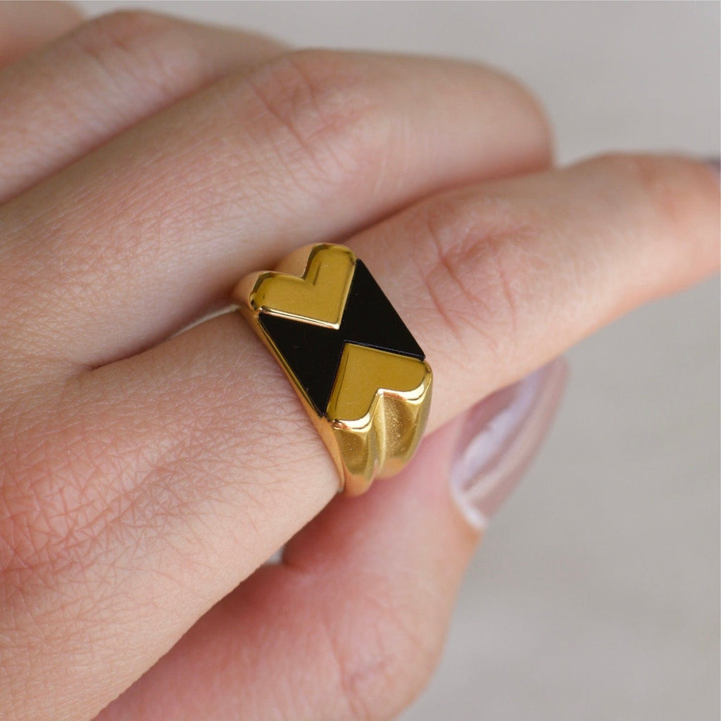 melomelo Elodie - Geometric Checkboard Block Ring