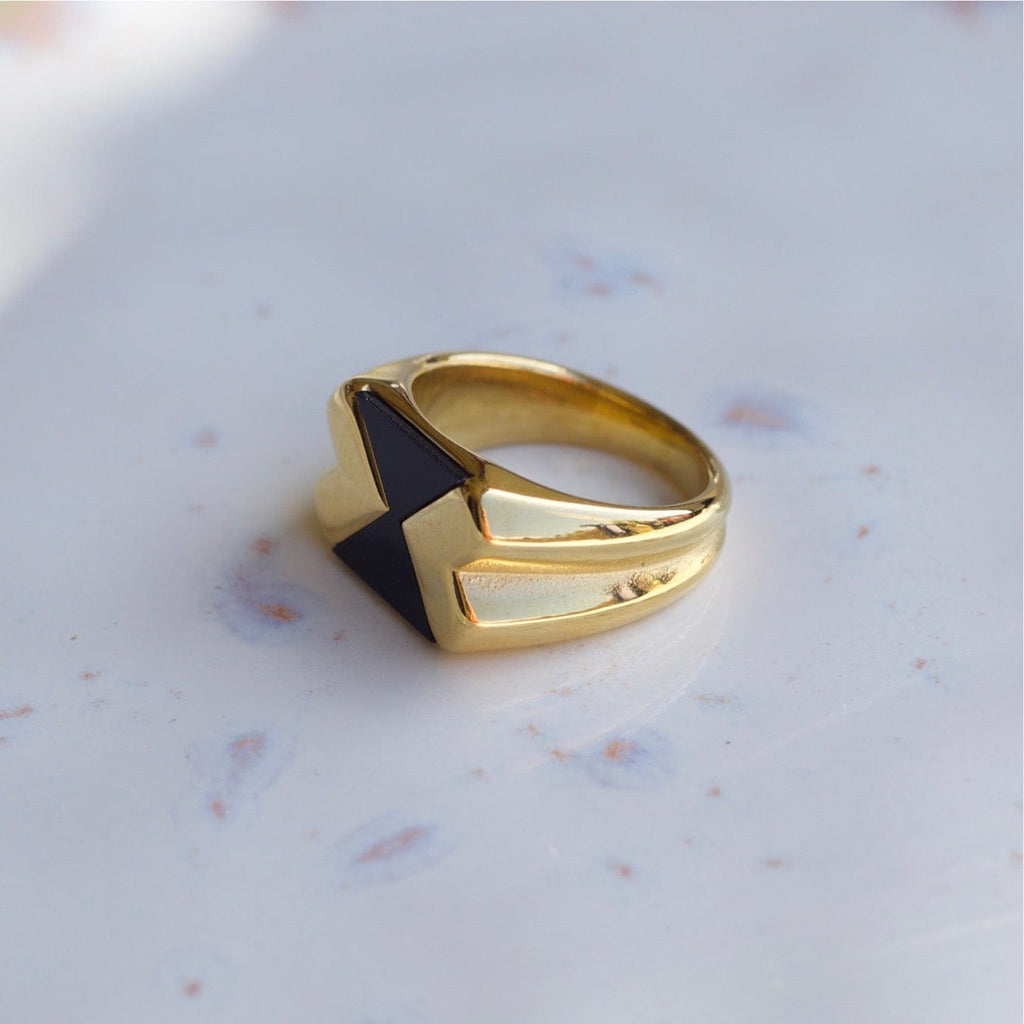 melomelo Elodie - Geometric Checkboard Block Ring