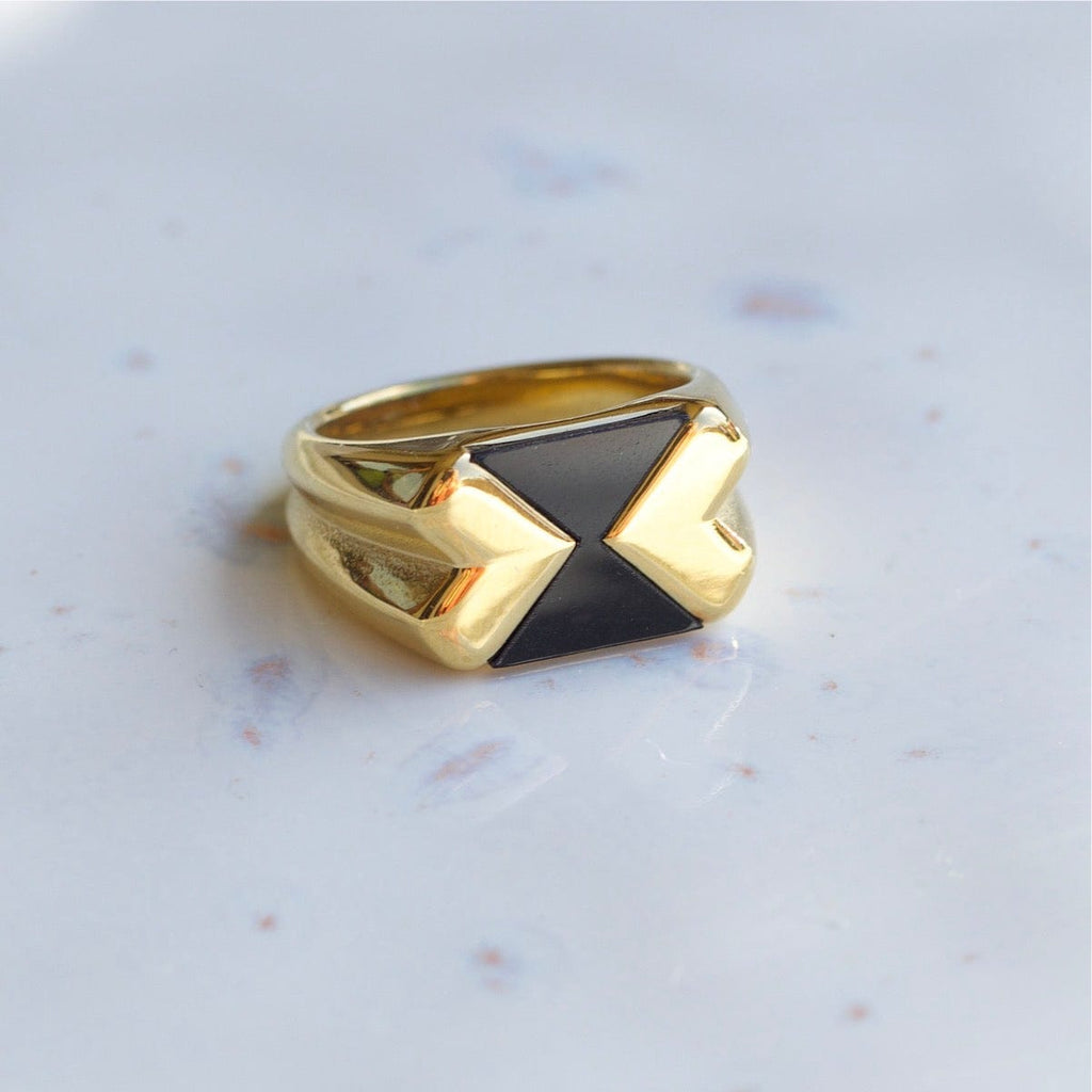 melomelo Elodie - Geometric Checkboard Block Ring