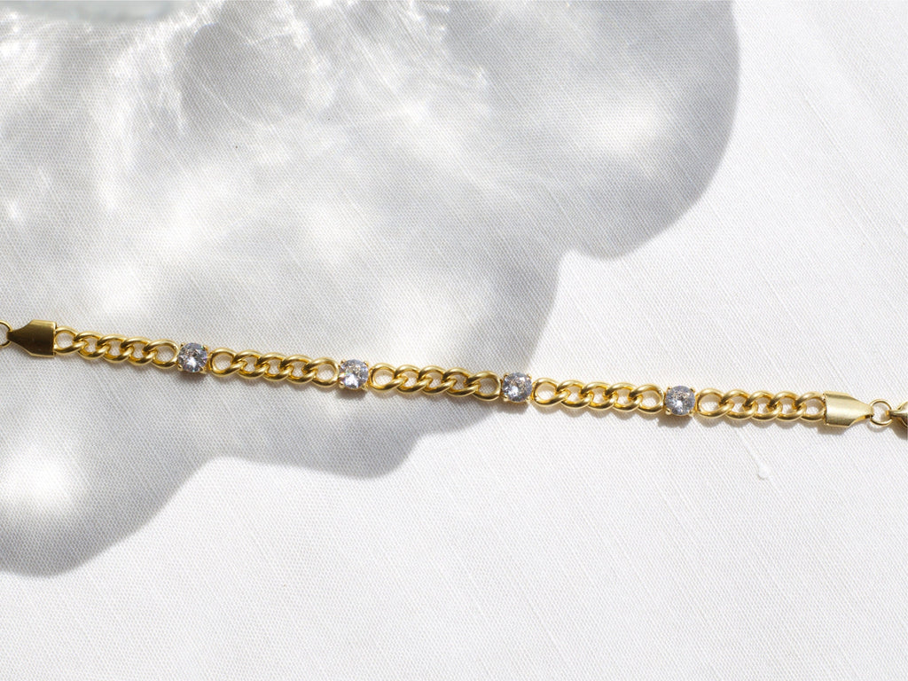 melomelo Esdras - Cuban Curb Chain Crystal Bracelet