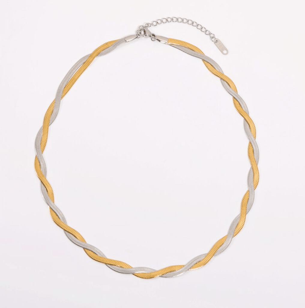 melomelo Frances - Gold Silver Twisted Snake Chain Necklace